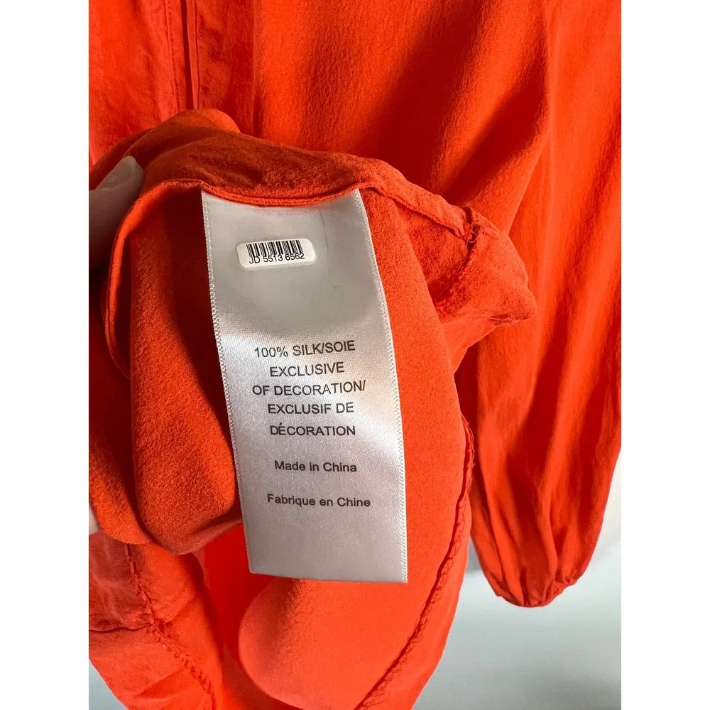 Tory Burch Orange 100% Silk Long Sleeve Blouse Top Style 11111168 Womens Size 2 - Picture 7 of 12